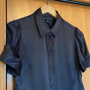 Banana Republic silk polka dot black button down